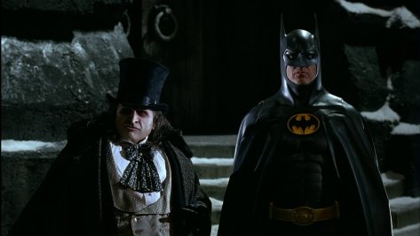 Batman Returns - Penguin and Batman - looking confused